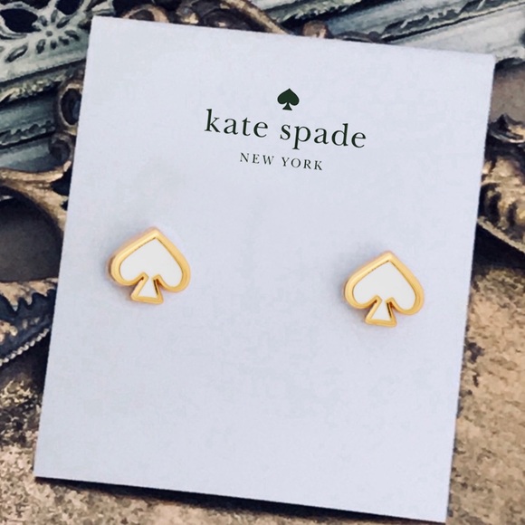 KATE SPADE • White Everyday Spade Enamel Earrings - Picture 4 of 4